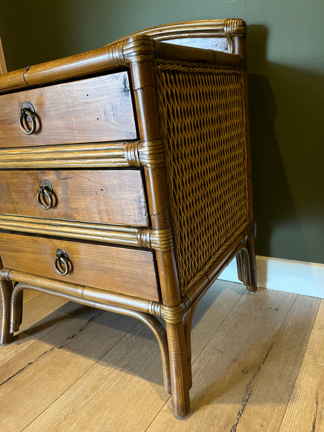 Wicker rattan chest of drawers