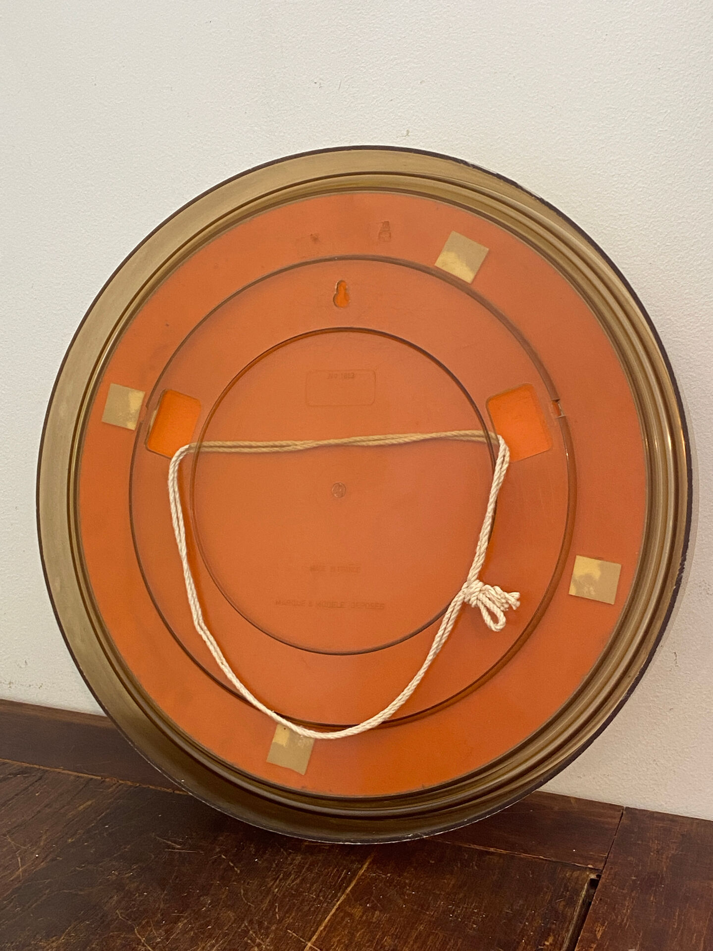 Miroir circulaire en plastique, brun fumé, années 70