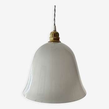 Suspension vintage en opaline blanche électrifiée à neuf