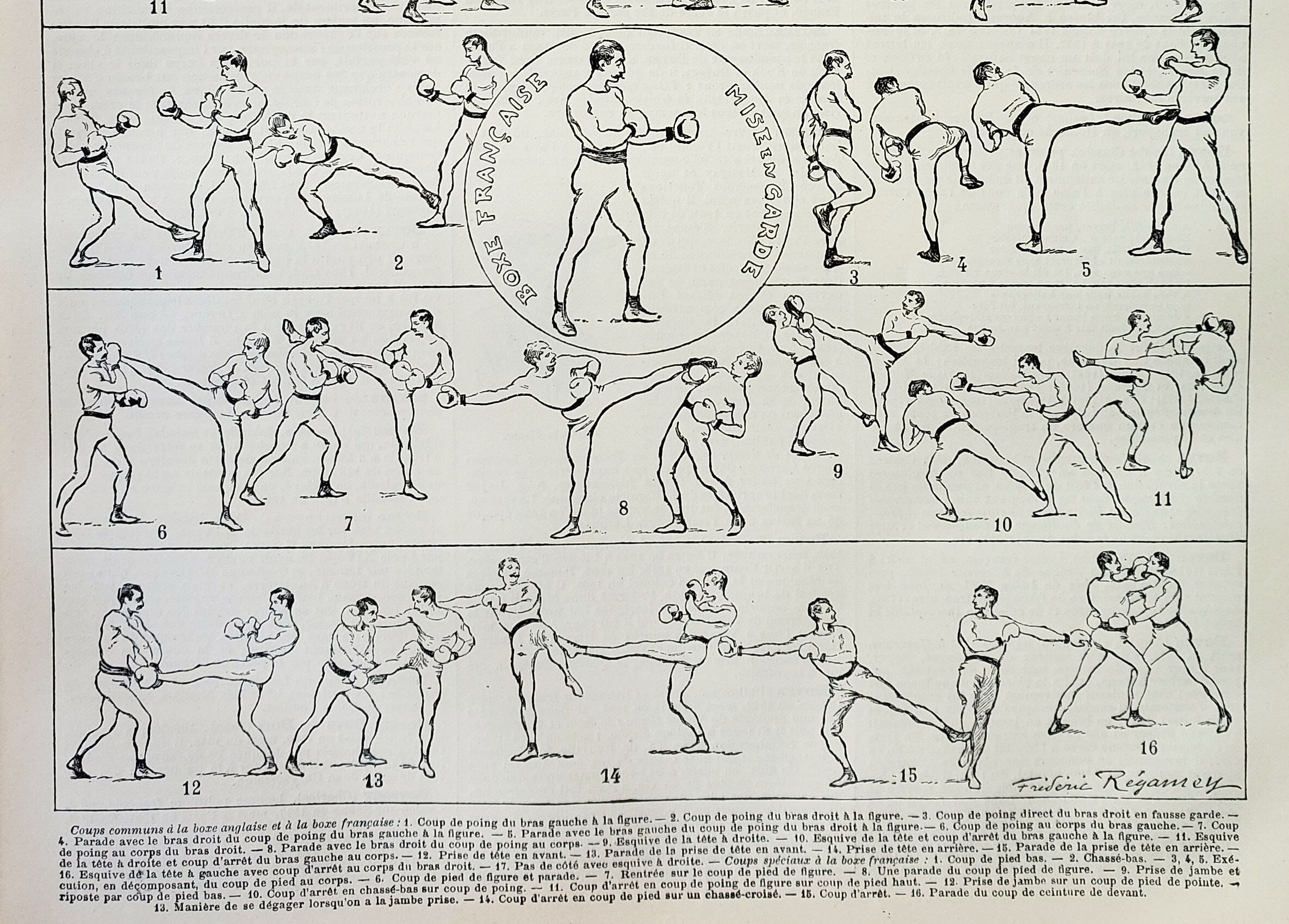 Engraving • Boxing, technique, combat sport • Original and vintage lithograph from 1898