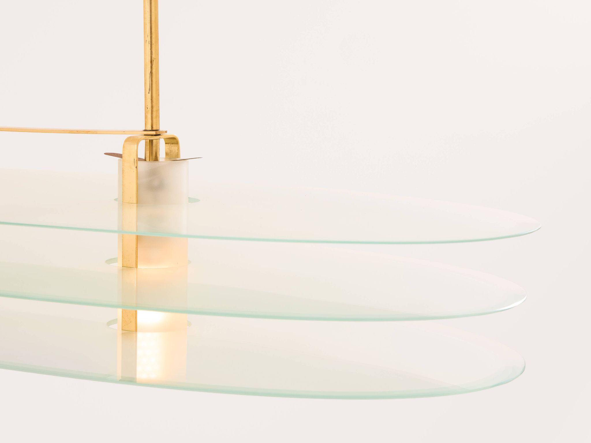 Ceiling light by Roberto Volonterio and Cesare Benedetti, brass and glass, 1980.