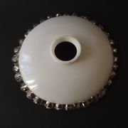 Vintage French Opaline Glass Pendant Light Shade - Frilled Clear Glass Edge