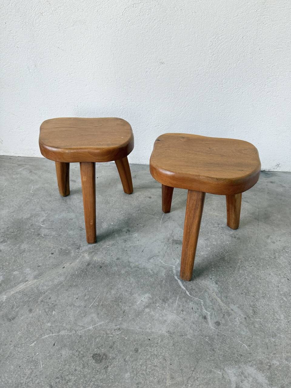 Pair of Henri Bataille oak stools