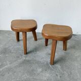 Pair of Henri Bataille oak stools