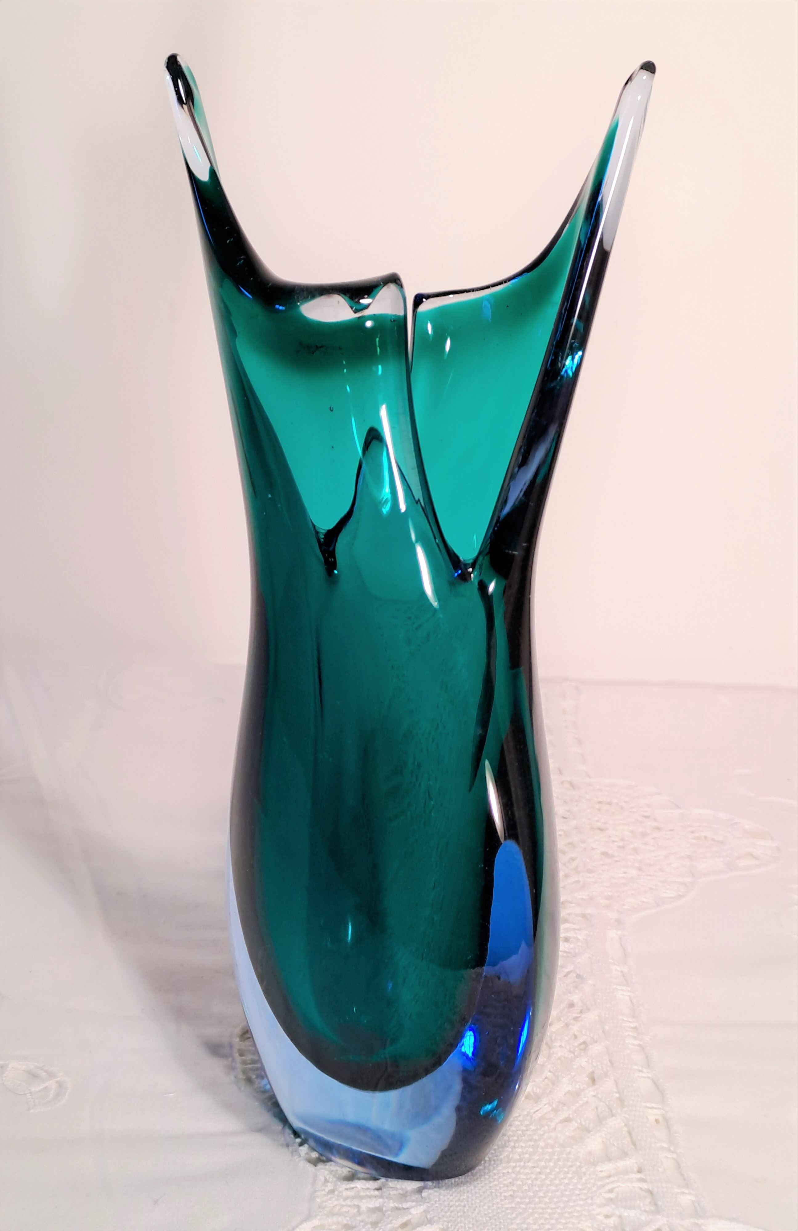Murano vase with sliced neck by Flavio Poli