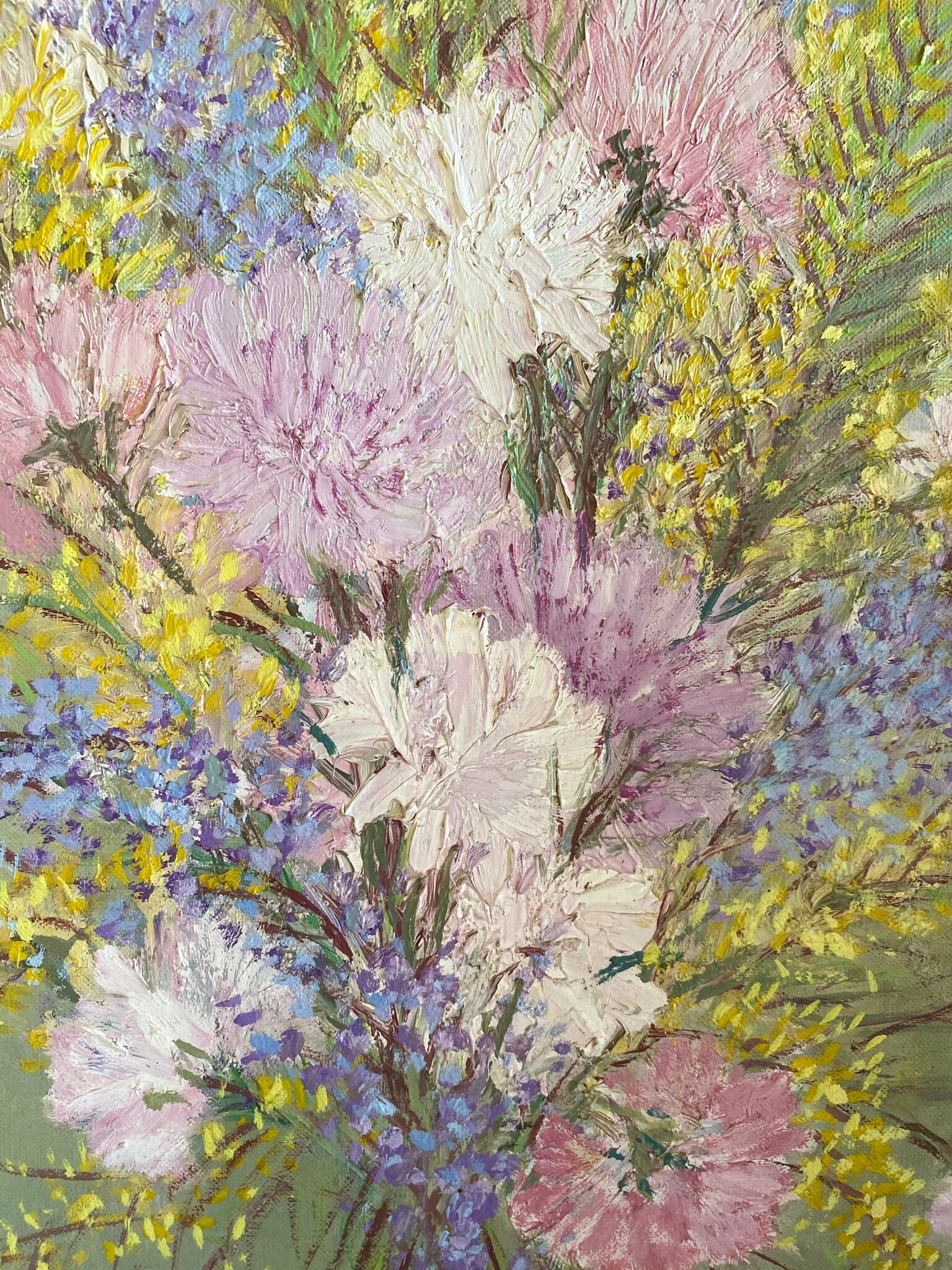 Ancient painting, still life with wildflowers 60/80s