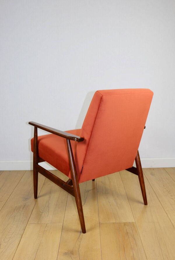 Fauteuil 'Lis', design des années 1970 par Henryk Lis, couleur orange-brique-terracotta - 2 pièces disponibles