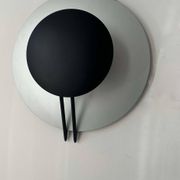 Vintage round wall light, grey and black metal, Italy 1970.