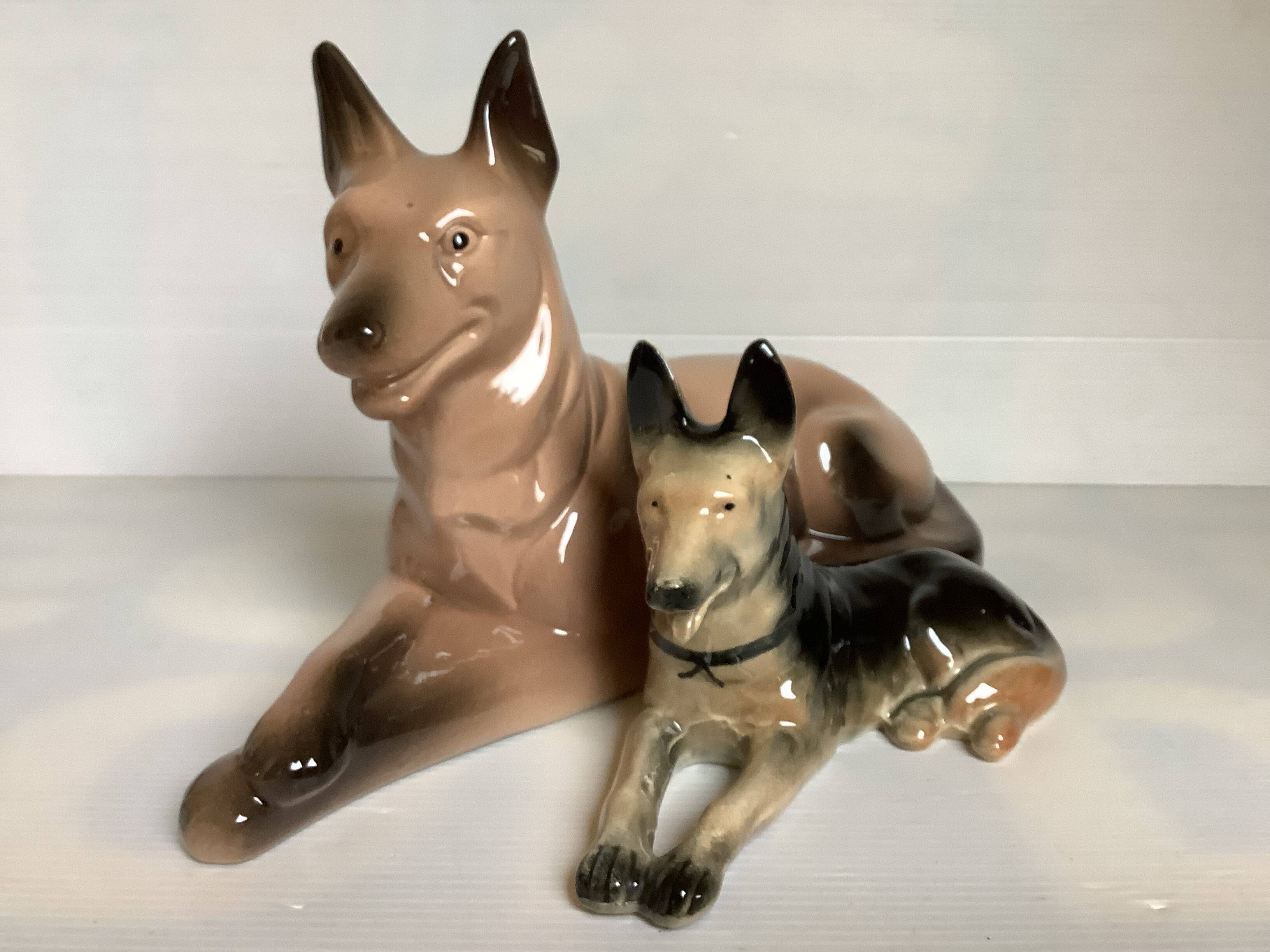 A pair of German shepherds.