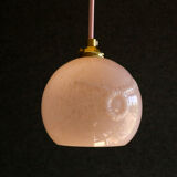 Vintage French pendant lamp in pink glass, comes with new pink cable