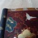 Lacquered wooden jewelry box / box with butterfly and landscape decoration