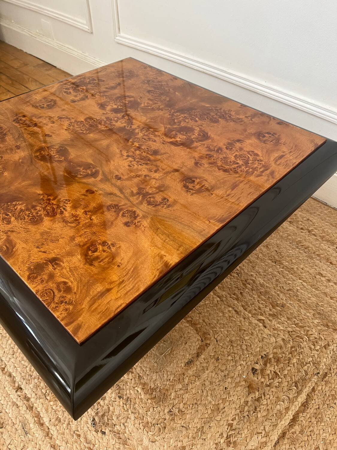 Vintage 70s elm burl coffee table