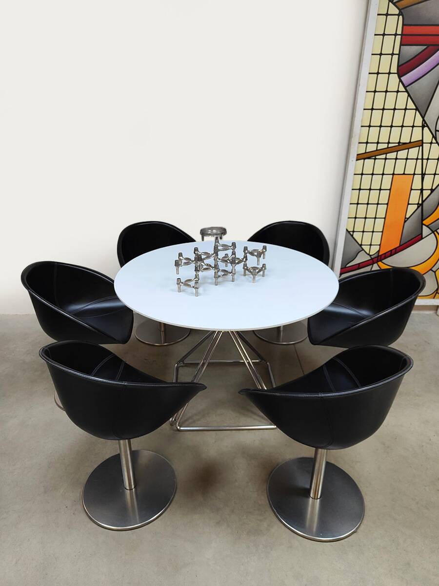 Vintage Italian design swivel dining chairs 'Mad men style'