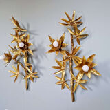 Large pair of brass wall sconces, Maison Jansen, 1960-70.