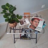 Side table, vintage suitcase carrier