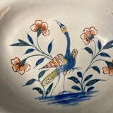 Ancien plat à barbe en faïence polychrome la rochelle xviii