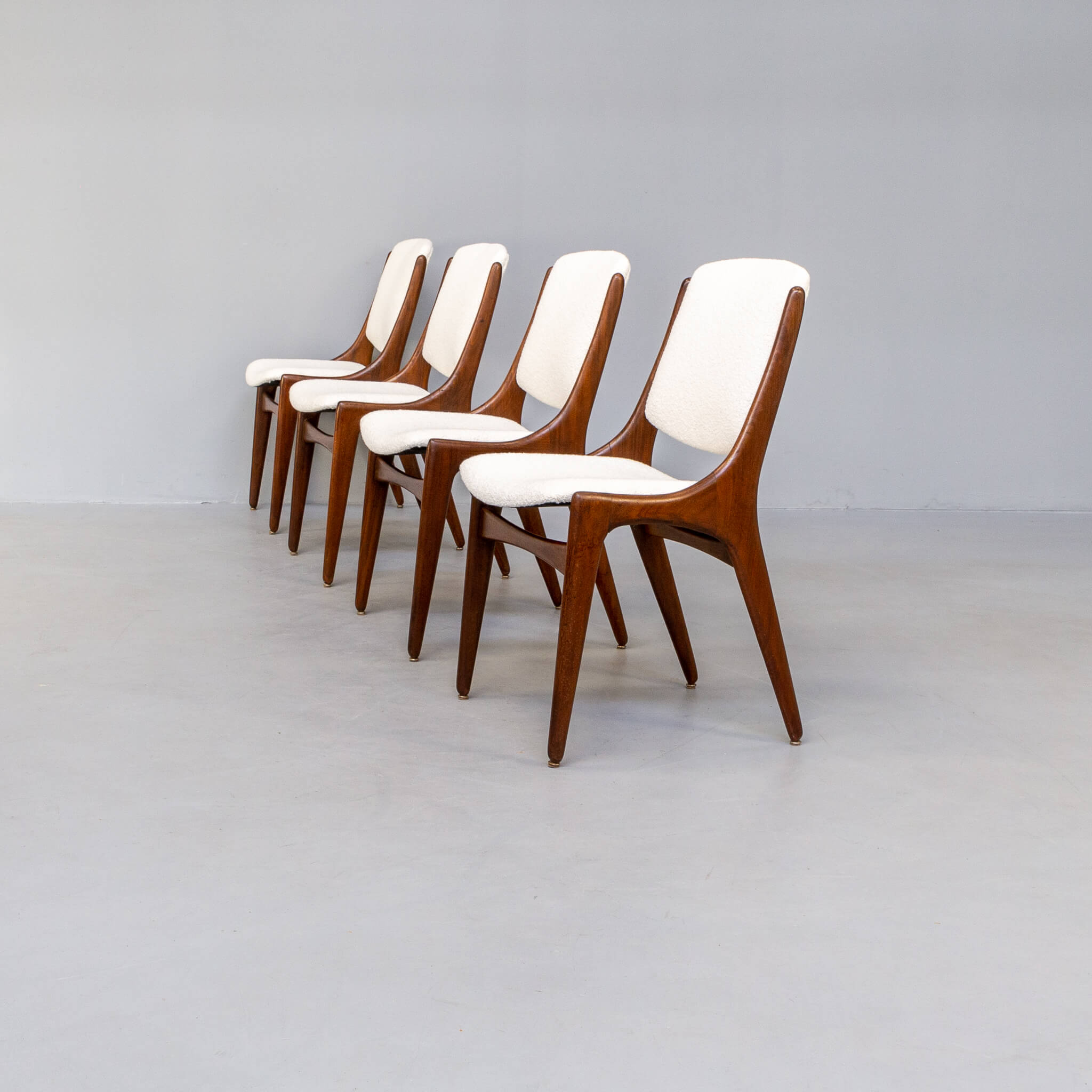 4 60s teak dining chairs for Mahjongg Holland