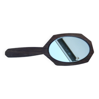 Antique art deco hand mirror in rosewood