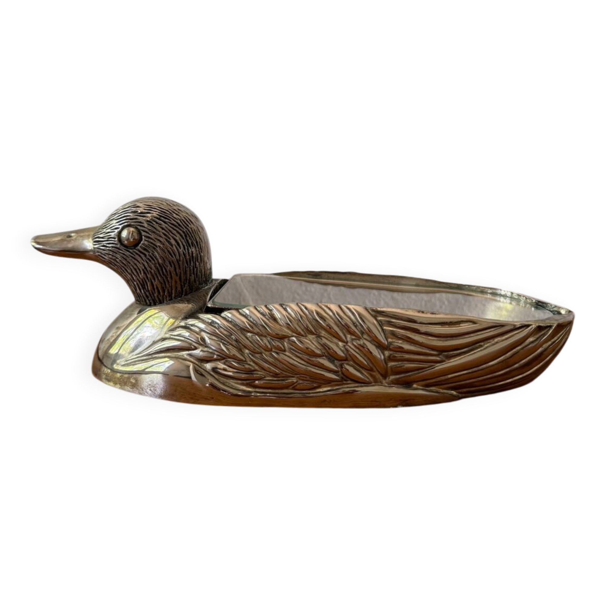 Silver-plated zoomorphic foie gras dish