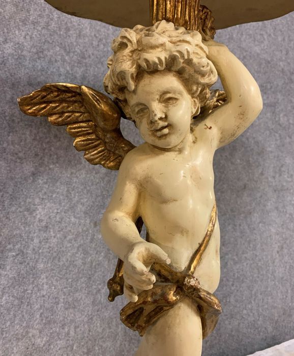 Ceremonial table with cherub in lacquered wood and gilded wood around 1900
