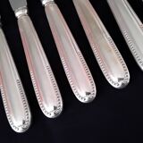 6 Silver-Plated Metal Table Knives Ravinet d'Enfert Beaded Model
