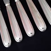 6 Couteaux de table Métal Argenté Ravinet d'Enfert  Modèle perlé