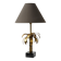 Hollywood Regency brass palm tree table lamp with black shade, France, 1970