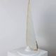 Large vintage Murano glass table lamp – leaf-shaped glass – white, gold metal base – Italy 1980s