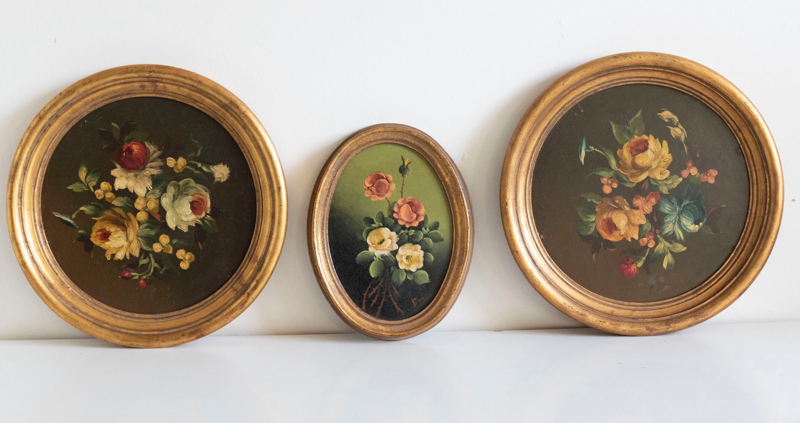 Lot de 3 tableaux bouquet de fleurs