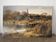 Village by the water, oil on paper signed