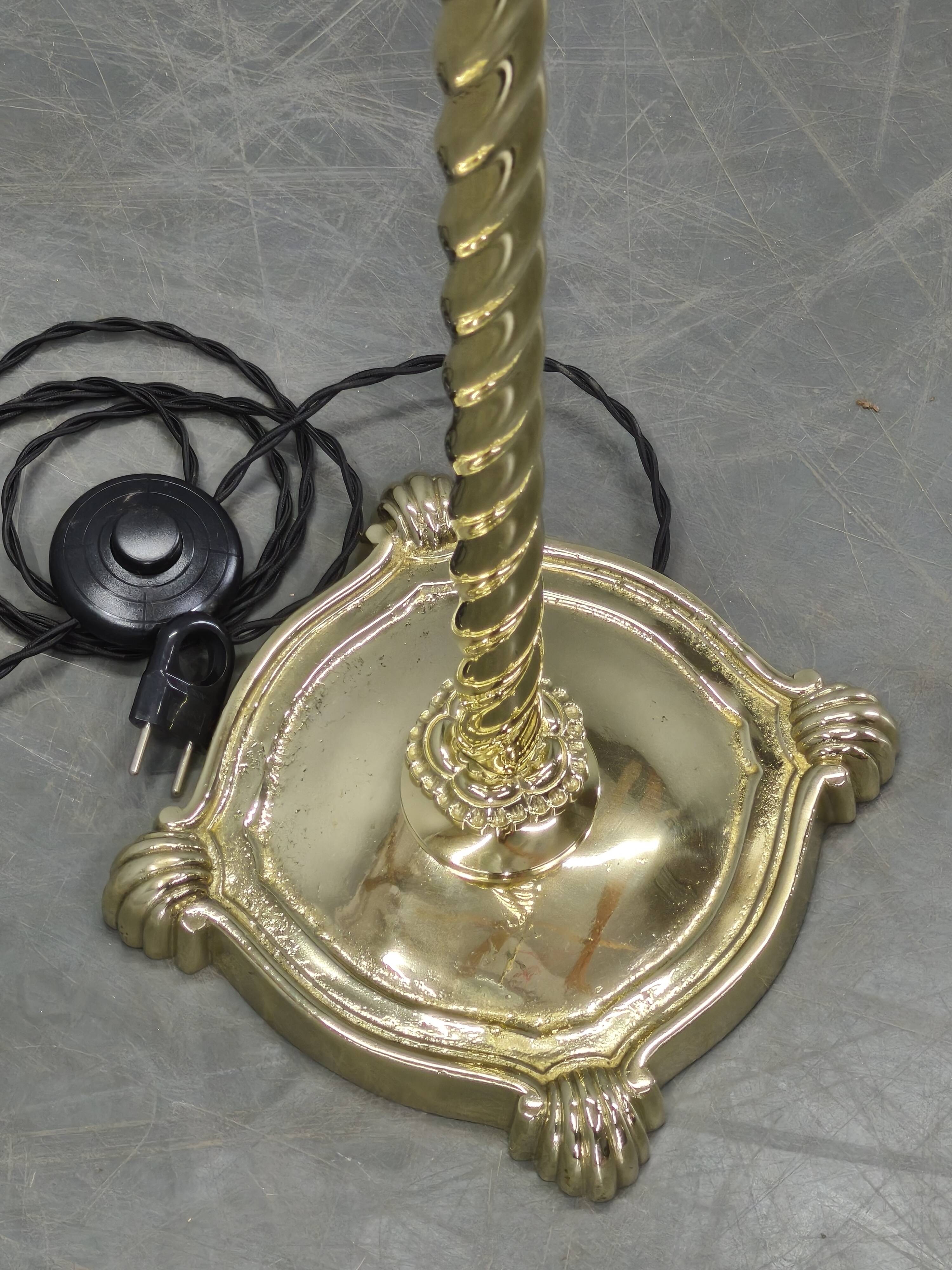 Italian Art Deco Brass Floor Lamp with Glass Globe, 1930s