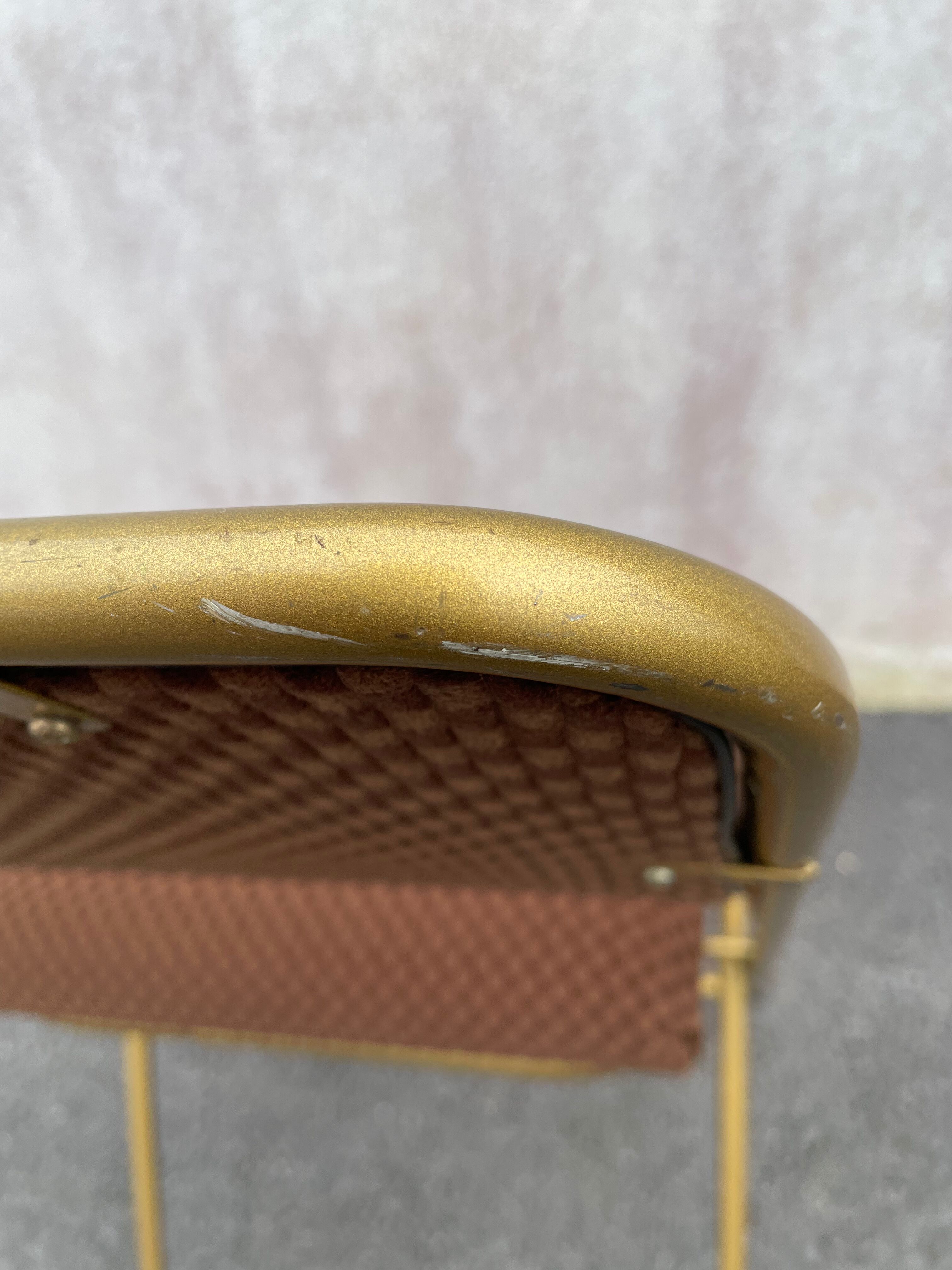 Chaise pliante dorée lafuma velours damier  60/70’s