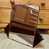 Miroir biseauté d'époque Art déco anglais des années 1930 - 58.5x46cm