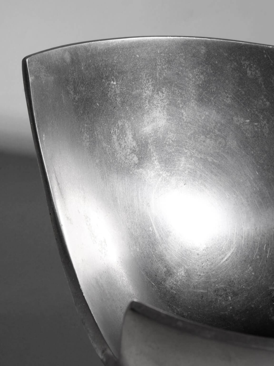 Polished Aluminum Asymmetric Contemporary Deep Bowl, Medium