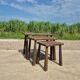 Set 3 nesting tables oak high legs 1970s dark brutalist