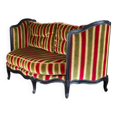 Canapé Louis XV en bois sculpté patine noire