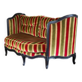 Canapé Louis XV en bois sculpté patine noire