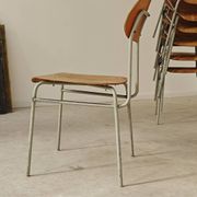 Set of 8 metal and wood school chairs  
Ex Czechoslovakia 1960