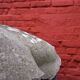 Weathered garden sculpture David concrete bust