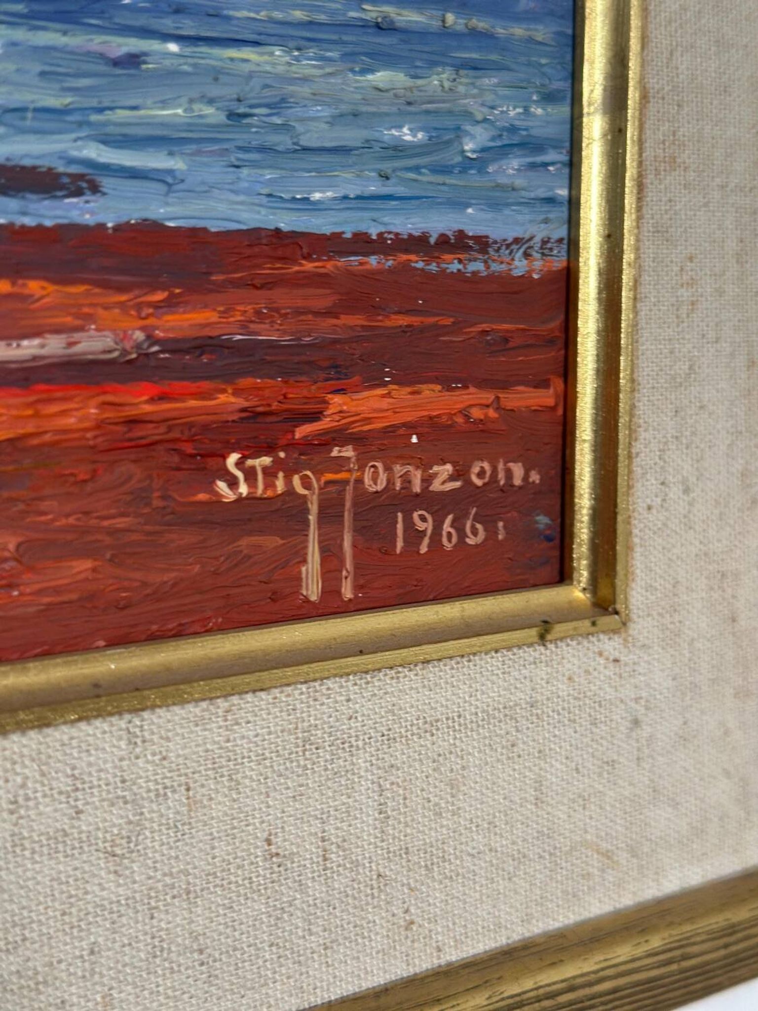 Swedish Oil on Panel – “Red Seaweed, Bredsätra Öland” by Stig Jonzon