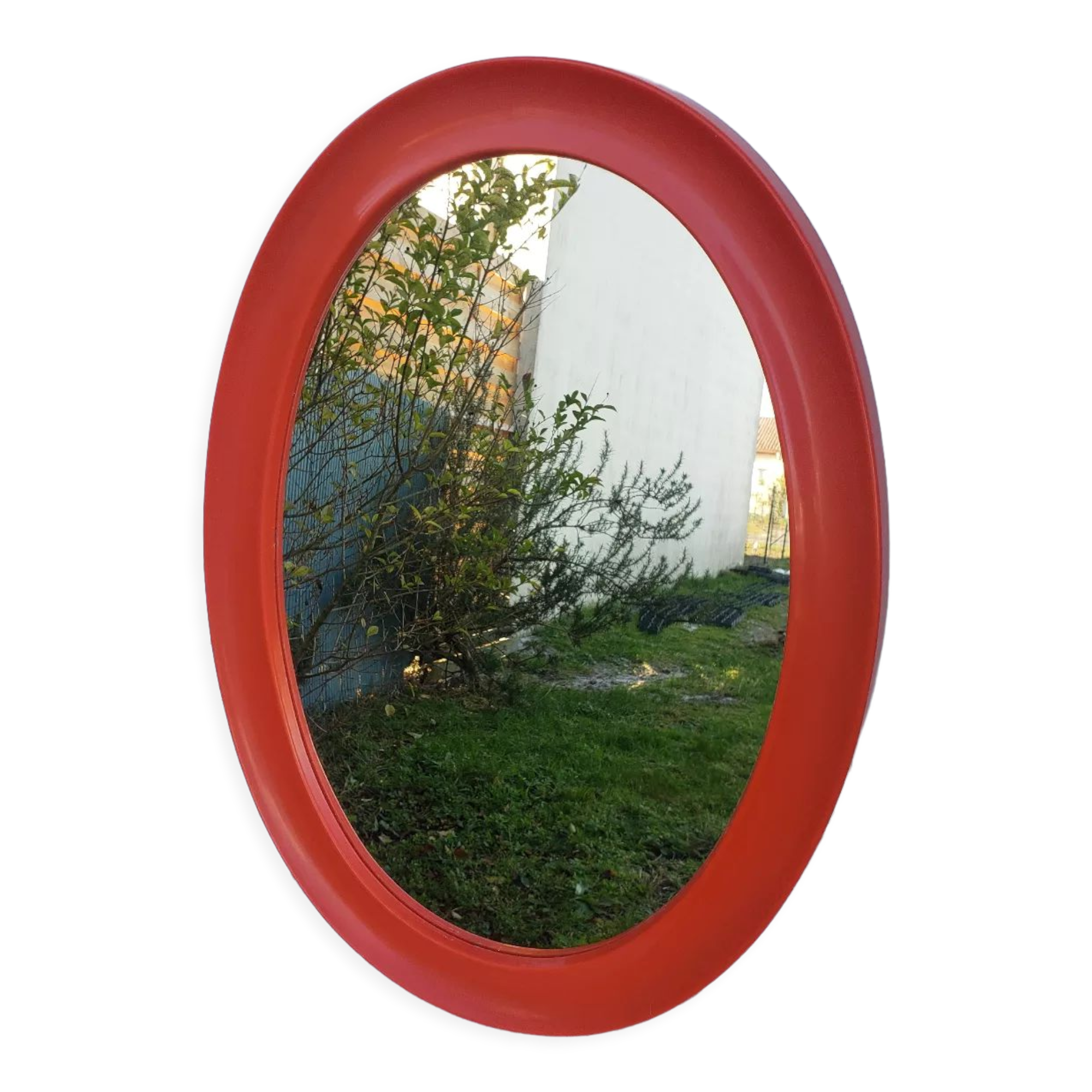 Orange oval mirror 1970 seventie