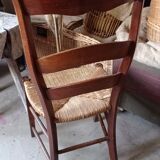 High back straw chair