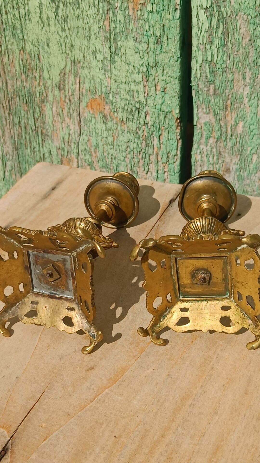 Pair of antique brass candlesticks – Napoleon III style