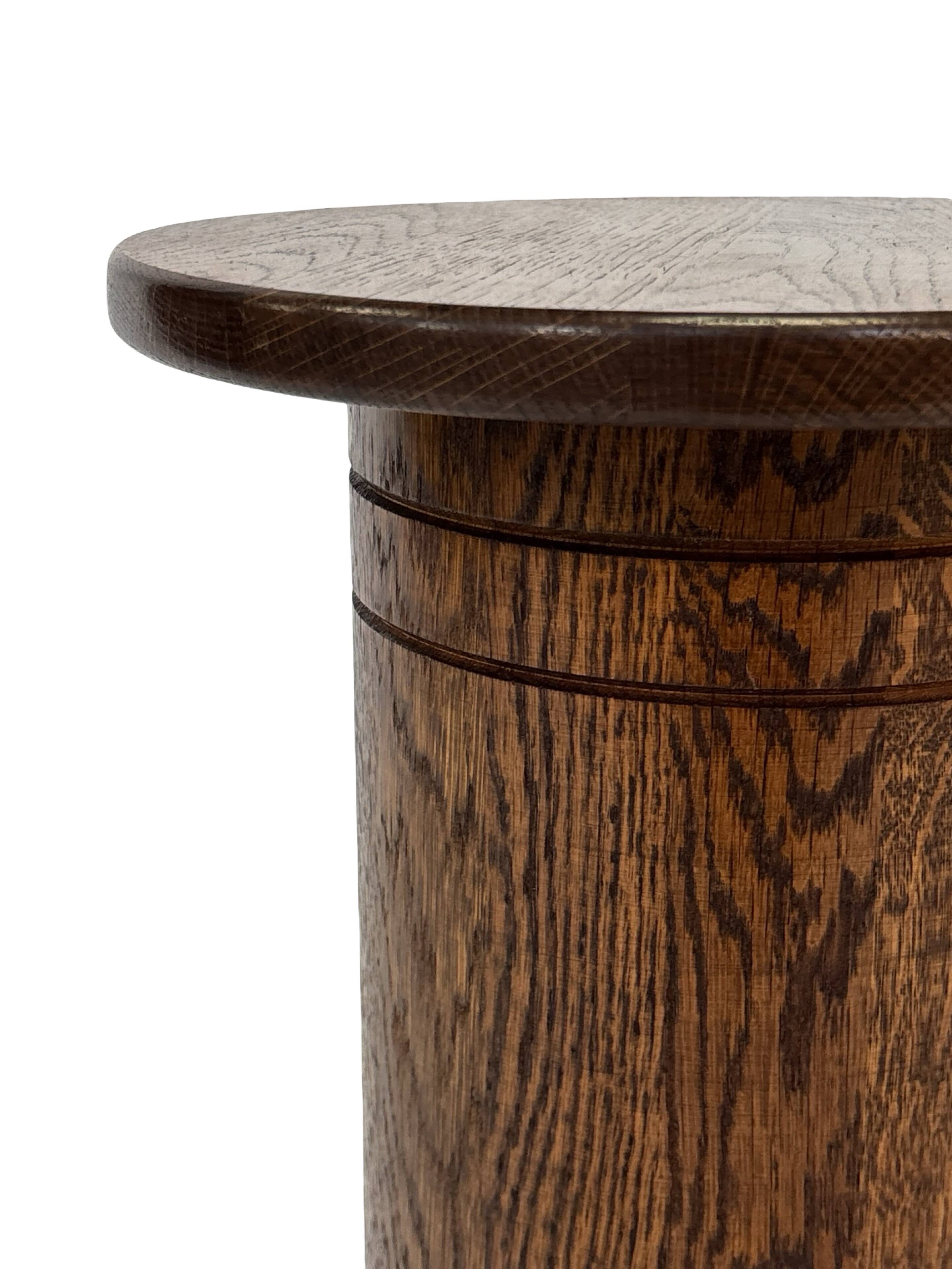 Vintage oak plant table low stool 70s design