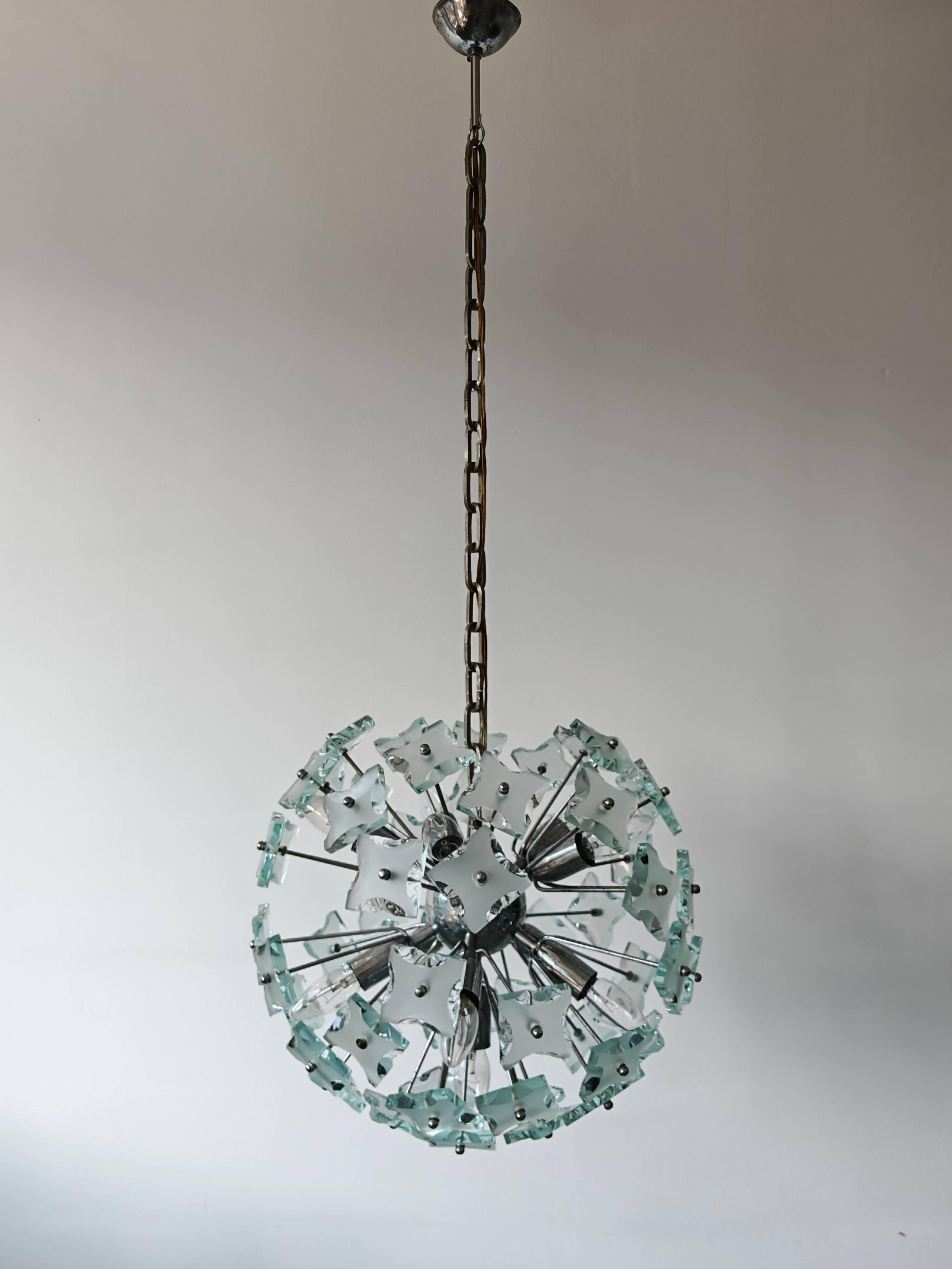 Suspension en verre de Murano "Dandelion" milieu du siècle par Zero Quattro années 1970