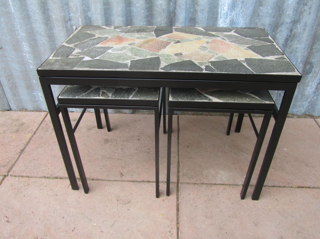 Brutalist Flag Stone nesting Tables, set of 3