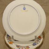 3 Limoges Raynaud porcelain flat plates, Old China Damon decor
