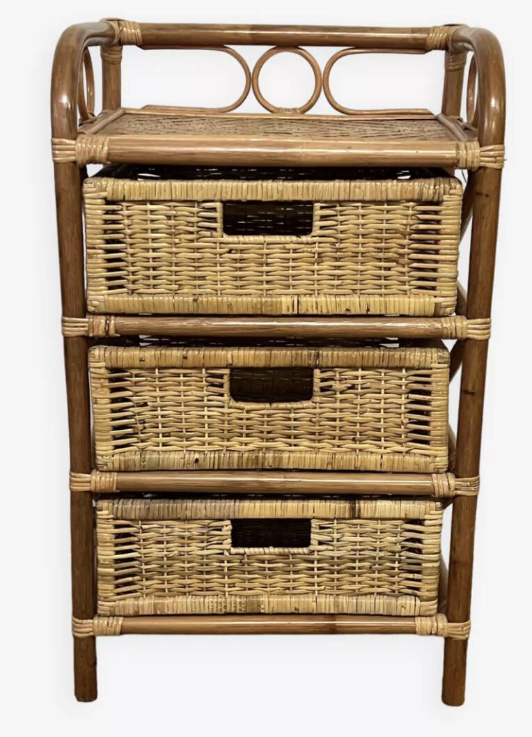 Vintage rattan chest of drawers