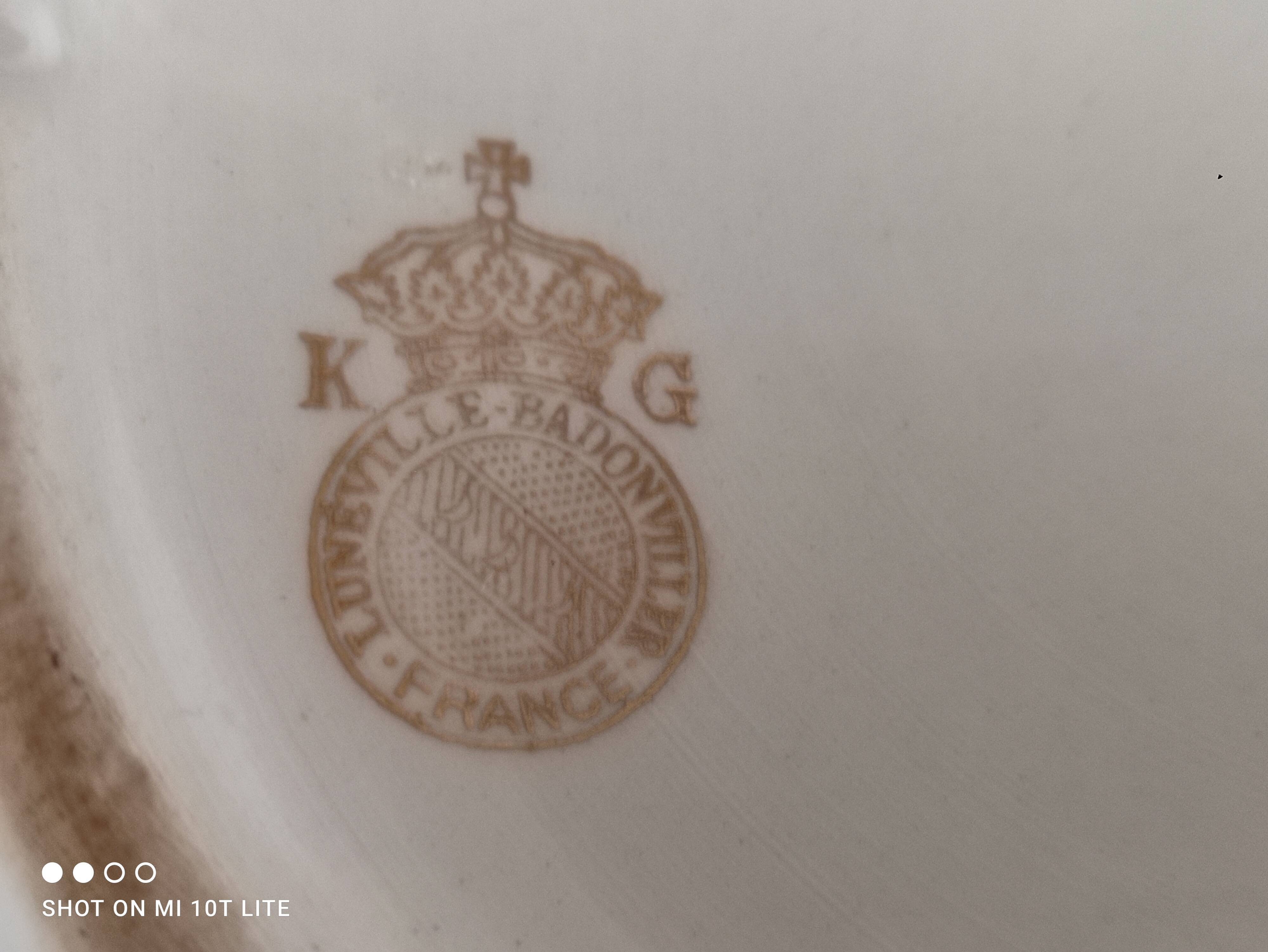 K&G Lunéville Badonviller earthenware bowl Bird-Lyre pattern