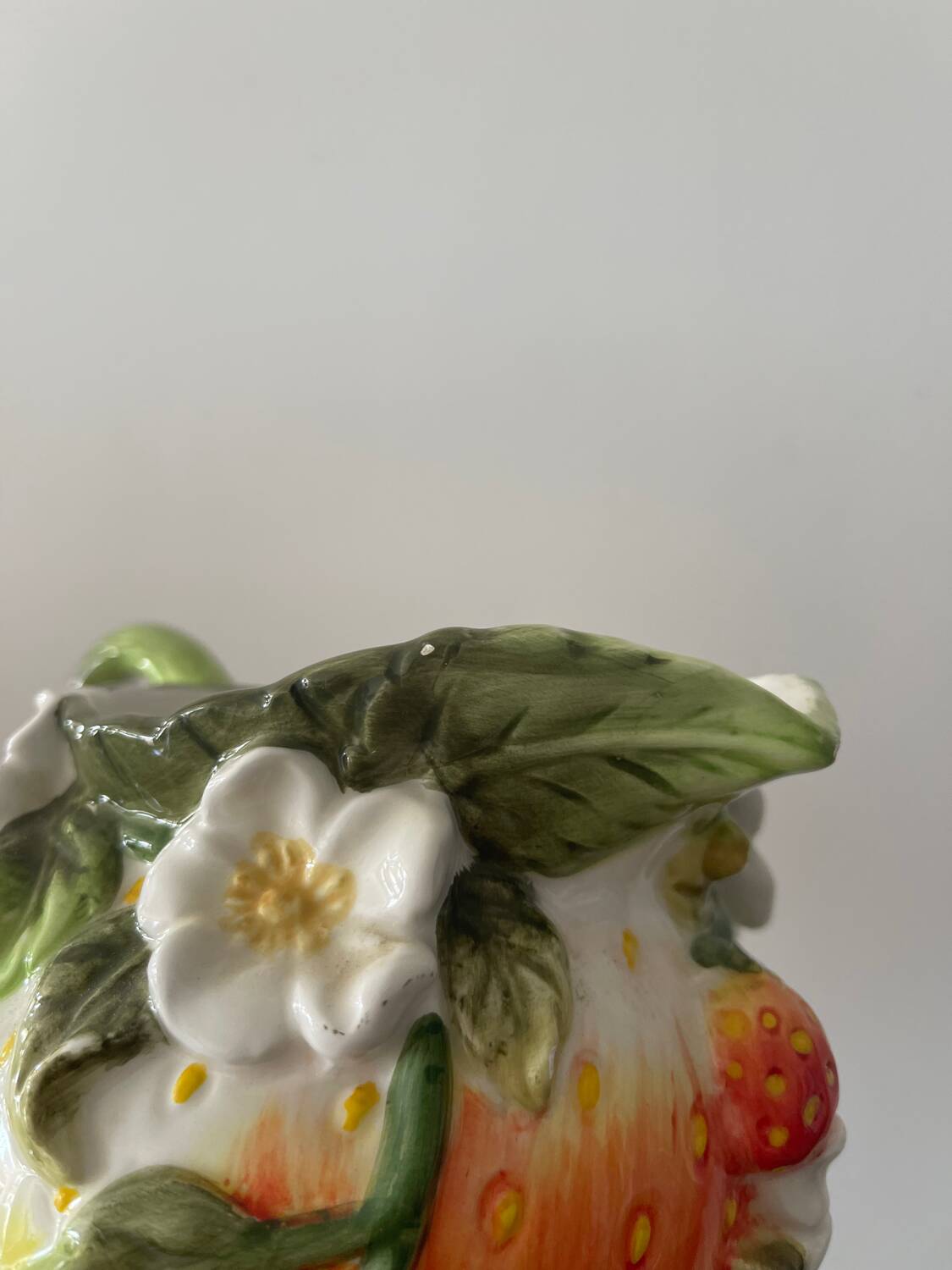 Strawberry shaped pitcher with vintage flowers ceramic pitcher in shape